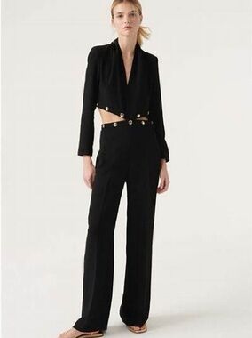 ba&sh Black “Ondine” Cutout Jumpsuit with Gold Buttons size Small